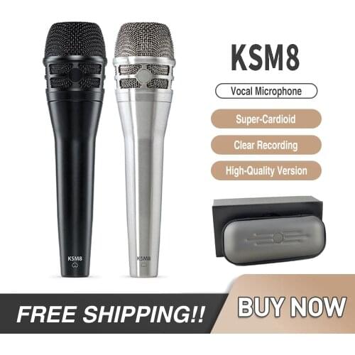 Free shipping KSM8, KSM8/N Wired Professional Cardioid Dynamic Vocal Microphone Handheld Live Vocal Karaoke Mic