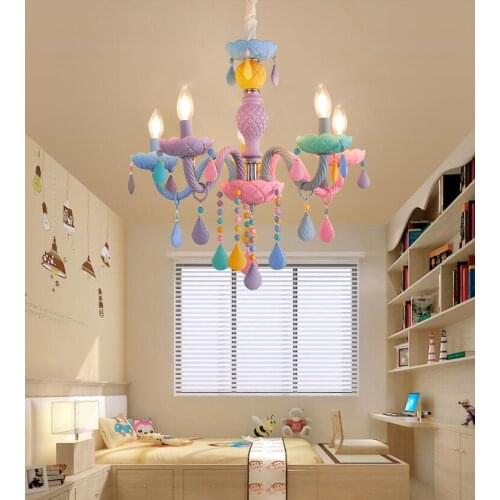 Macaron sweet color candle pendant lamp restaurant lamp bedroom lamp childrens room girl princess home decoration lamps E14