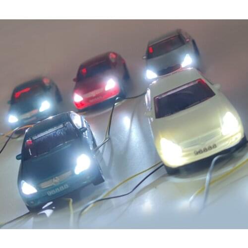 9cm Model Cars with 12v Led Lights Plastic Car railway/railroad/train Building Scenery Layout Set Model HO/N