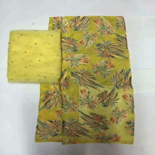 Fashion new style silk printed chiffon fabric for garment neat embroidery on the material with swiss voile lace tissu! LXF61716