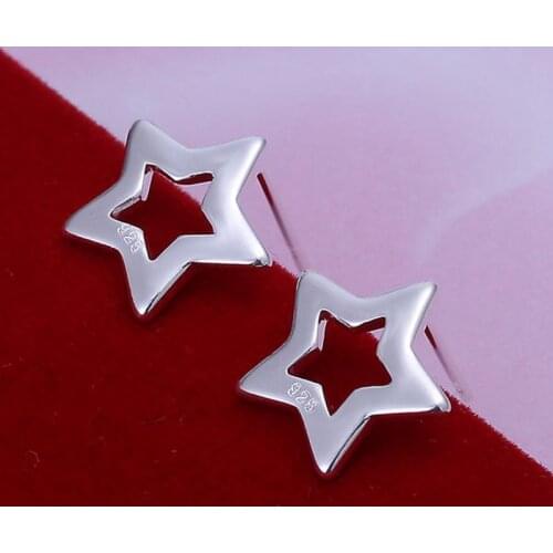 Fashion jewelry Earring For Women, Plated Earrings Hollow Star Earrings E107 /NVQNMBXU MLSFYAZO silver color