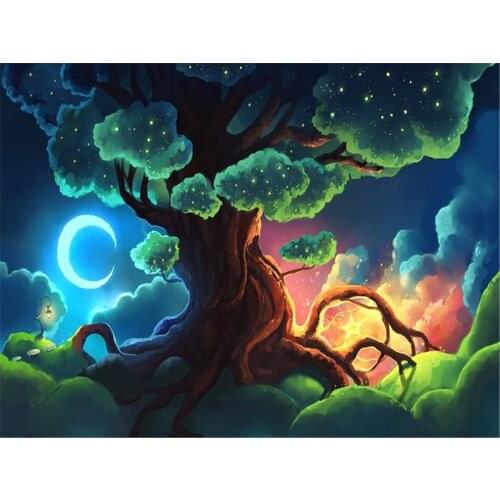 Landscape Fantasy Cartoon DIY 11CT Cross Stitch Embroidery Kits Needlework Craft Set Printed Canvas Cotton Dropshipping