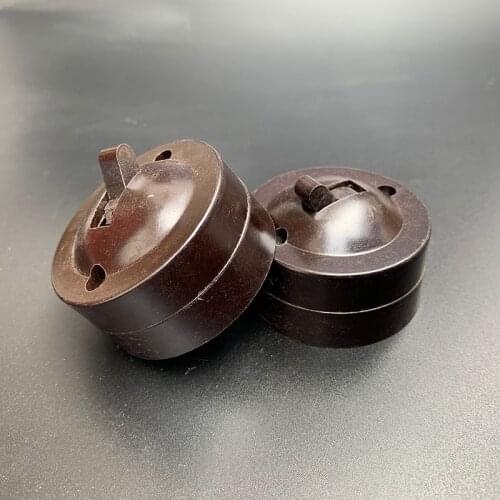 2 pcs Home decoration round surface mounted single control wall flat switch retro up and down toggle switch 6A brown