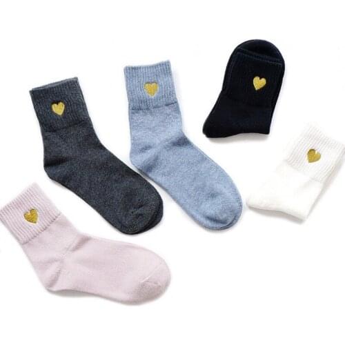 Autumn Women Solid Lovely Patterned Socks Soft Cotton Casual Cute love Holiday gift Socks For Female Sweat Absorption Breathable