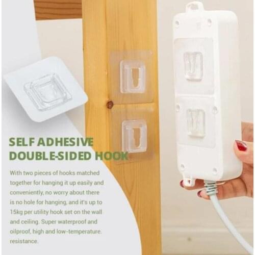 NEW Double sided adhesive wall hooks Wall Hanger Strong Transparent Suction Cup Sucker Hook Wall Storage Holder Kitchen Bathroom