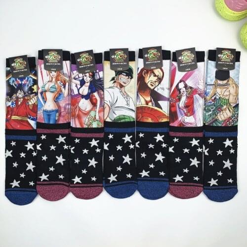 NEW Printing One Piece Nami Monkey D Luffy Roronoa Zoro Portgas Pirate cotton Socks Model cos prop Collectible Toys Gift
