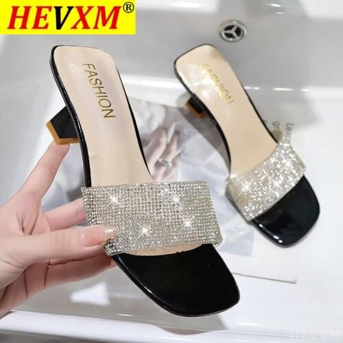 New Bright diamond Sandals Open Toe High Heels Women Slippers Sandalia Feminina Party Dress Shoes Sandals Women Size 35-43