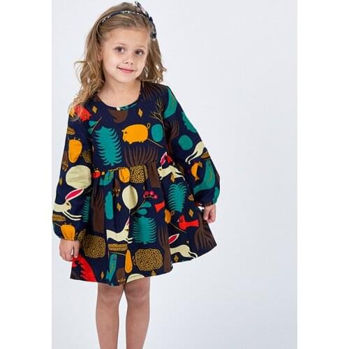 Autumn Lovely Toddler Baby Kids Girls Dress Animals Long Sleeve Casual Princess Dresses for Girls Toddler Dresses