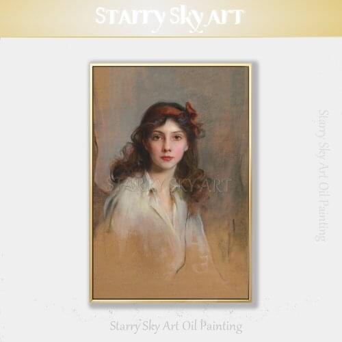 Excellent Hand-painted Beauty Lady Figure Oil Painting on Canvas Amazing Beauty Lady Portrait Oil Painting for Wall Decoration