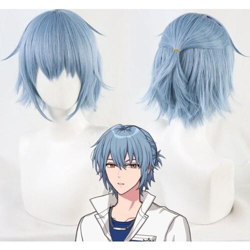 Game Promise of Wizard Nero Wig Cosplay Blue Short Hair Heat Resistant Synthetic Halloween Free Wig Cap for Adult Unisex