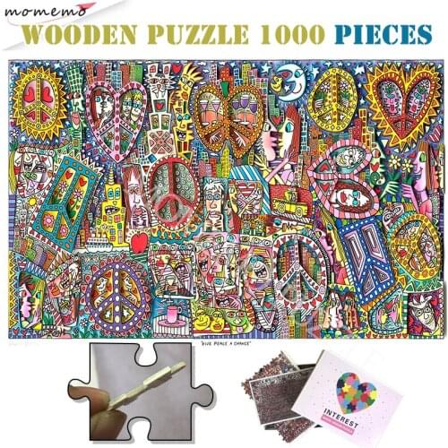 Lovers 1000 Pieces Puzle Abstract Painting Picture Wooden Jigsaw Puzzle Customized Adults DIY Assembly Wooden Puzzles Toys Gifts