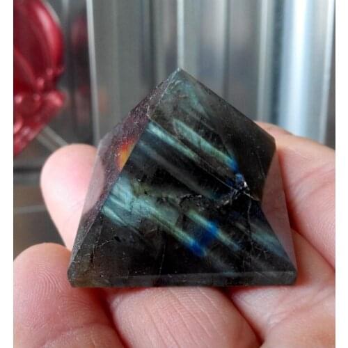 Natural labradorite Quartz Crystal Pyramid Healing