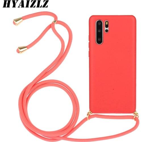 Luxury Wheat Straw Phone Case for Huawei P30 Pro P30 Lite With Lanyard Soft TPU Shockproof Back Cover Solid Color Funda