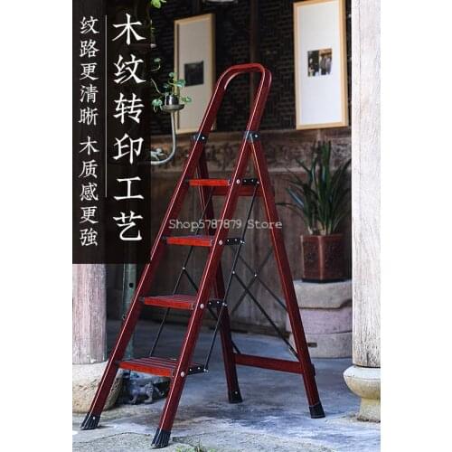 Ladder Household Folding Herringbone Ladder Indoor Three Four Five Step Ladder Thickened Aluminum Alloy Telescopic La