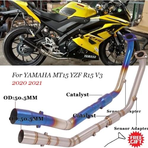 Slip On For Yamaha YZF R15 V3 MT-15 2020 2021 Motorcycle Exhaust System Escape Modified Front Link Pipe With Catalyst Connection