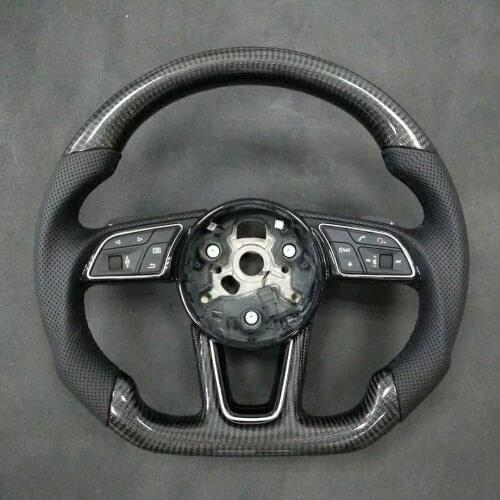 Cuatomized Real Carbon Fiber Sports Steering Wheel Alcantara Leather compatible for Audi A3 A4 A5 2017-2020