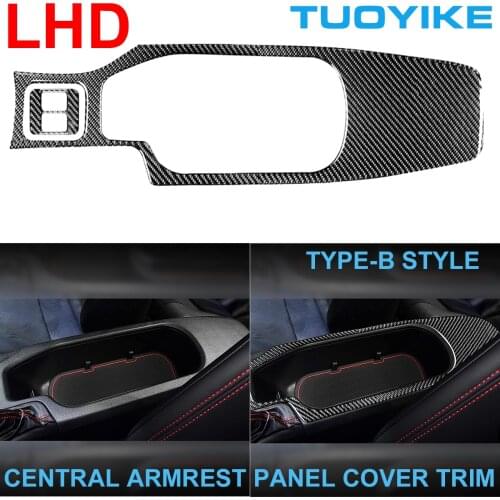 LHD RHD Car Styling Carbon Fiber Inner Central Armrest Storage Box Cover Panel Decal Trim For Toyota GT86 Subaru BRZ 2017-2019