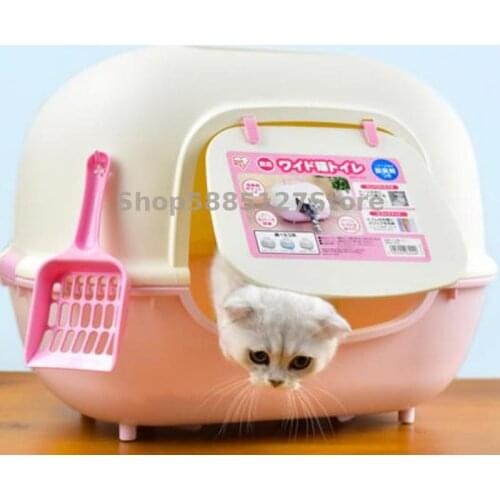 Japan Wide Door Cat Litter Pan Splash Proof Full Set Of Fully Enclosed Cat Toilet Super Large Cat Toilet Sand Bedpan Deodorizati