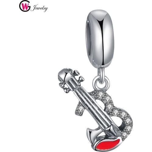 GW Jewelry Charm Cute Beads Pendant Violin 925 Sterling Sliver Fit Original European DIY Bracelets Bangles