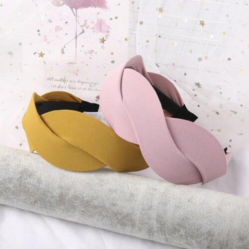 New Fashion Beautiful Fabric Chiffon Cross Braided Twist Headband Cross-gloss Hairpin for Girl Women Hair Accessory Headdress