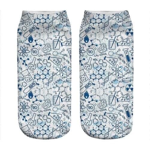 2021 Womens socks kawaii light blue Chemistry Printed Socks Woman harajuku Happy Funny Novelty cute girl gift Socks for women