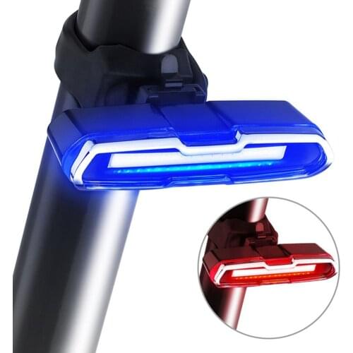 1Pc Bike Tail Light Bright Bike Light USB Rechargeable LED Blue Red Bicycle Rear Lights