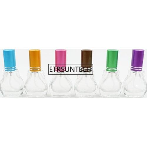 10ML Clear Glass Spray Bottle Perfume Atomizer with Aluminum Gold Mini Sample Vials Thin Glass Bottle F2086