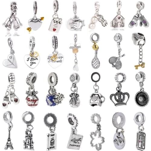 2Pcs/Lot Hot Sale Alloy Silver Plated Lucky Bag Charm Pendants Fit Fashion Brand Bracelets For Women Lucky Jewelry Gift Making