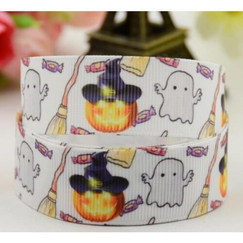 22mm 25mm 38mm 75mm Halloween pumpkin Cartoon Character printed Grosgrain Ribbon party decoration 10 Yards X-01050