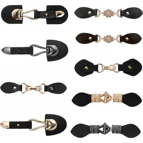 3Pair Cardigan Clips Holder Buckle Shawl Shirts PU Leather Clasps Non-Slip Locking Buckle Pins DIY Cape Clothing Accessories