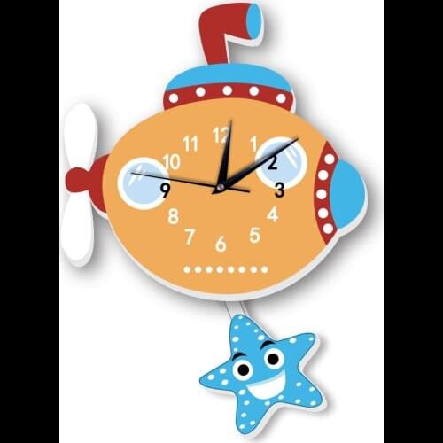 3D DIY Cartoon Creative Ins European Silent Submarine Wall Stickers Decorative Creative Pendulum For kid Clock Adesivo De Parede