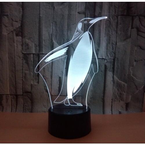 3D LED Night Light Penguin with 7 Colors Light for Home Decoration Lamp Amazing Visualization Optical Illusion Awesome