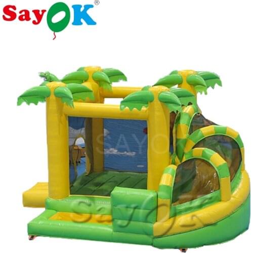3x3.5x2.4mH PVC Inflatable Coconut Tree Bouncer Slide Inflatable Dinosaur Bouncy Castle by Sea Shipping