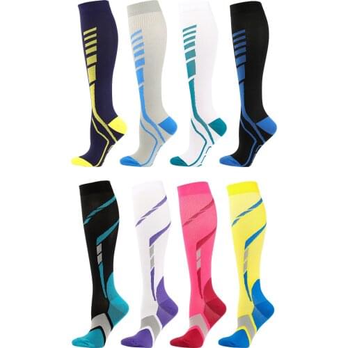 4 Pairs New Mens And Womens Sports Pressure Socks Multi-color Outdoor Running Compression Socks Marathon Sports Gym Socks