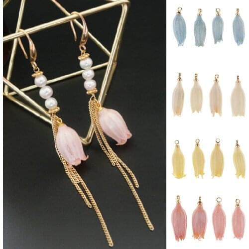 4pcs 3D Resin Dried Flower Charms Dangle DIY Earrings Necklace Pendant Craft