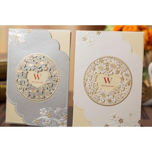50pcs/set free envelop and free seal embossing laser cut in classic gray invitation CX518