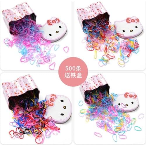 500PCS/Box New Girls Colorful Basic Elastic Hair Bands Ponytail Holder Scrunchies Kids Hair Ropes Rubber Bands Hair Accessories