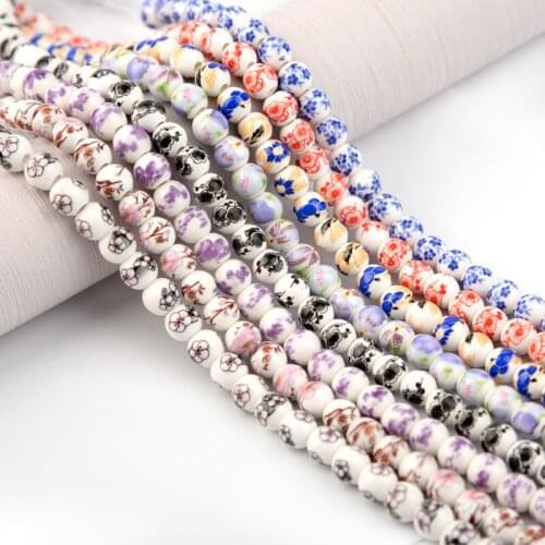 8 10 12mm Jingdezhen Big Hole Beads Ceramic Beads Flower Porcelain Beads Handmade For Bracelet Making DIY Jewelry Making