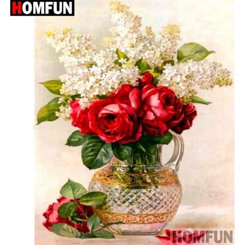 HOMFUN Full Square/Round Drill 5D DIY Diamond Painting "flower" Embroidery Cross Stitch 5D Home Decor A16259