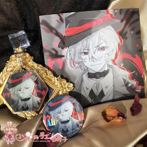 Anime Genshin Impact Klee Hu Tao Keqing Zhongli Xiao Coffee Shop Series Acrylic Keychain Toys Pendant Keyring Badge Brooch Pins