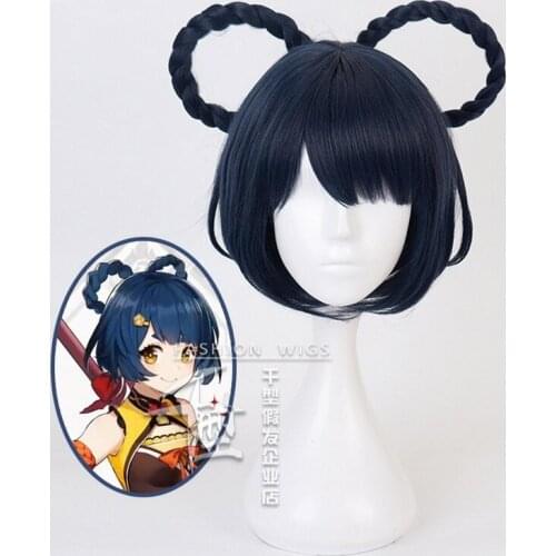 Anime Project Genshin Impact Blue Short Cosplay Wig Synthetic Hair Halloween Costume Party Play Wigs