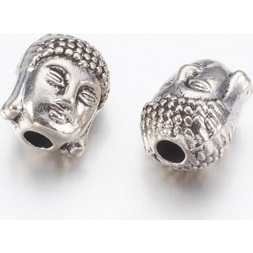 300pcs Tibetan Style Alloy Beads Buddha Head 10x8.5x8mm Hole:2.2mm For DIY Jewelry Finding Making Necklaces