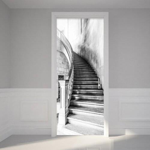 Black And White Stairs Wall Stickers 3D Retro Creative DIY Home Decor Wallpaper PVC Self-Adhesive Waterproof Murals 3 D Stickers