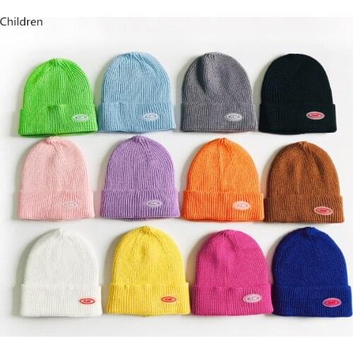 Children Beanie Hat Caps Winter Warm Toddler Kids Hats Girls Boys Fashion Bonnet Solid Candy Color Woolen Crochet Knit Cap шапка