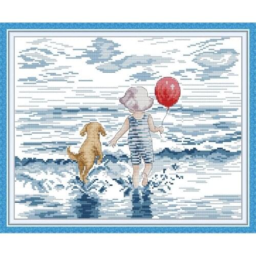 Everlasting love Seaside Ecological cotton Chinese cross stitch kits counted stamped 11 14CT DIY gift New store sales promotion
