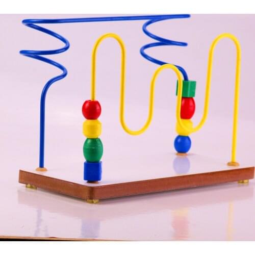 2 String Blue Yellow Montesorri Game for Toddler Kid Shape Color Learning Set Geometric Figure to Babies as Gift wooden
