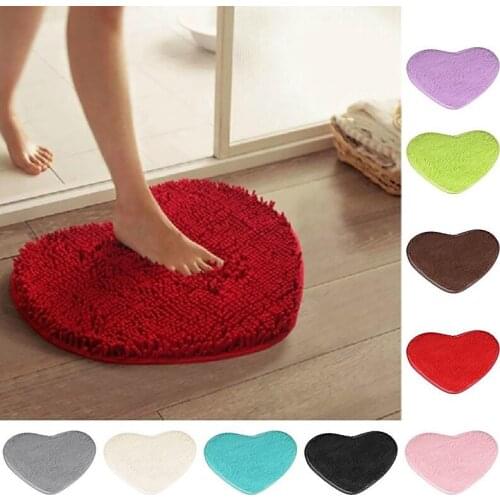 Heart Shape Area Rugs Cute Non Slip Fur Carpets Absorbent Floor Bath Mats For Home Bedroom Bathroom Anti-Slip Cushion Decoration