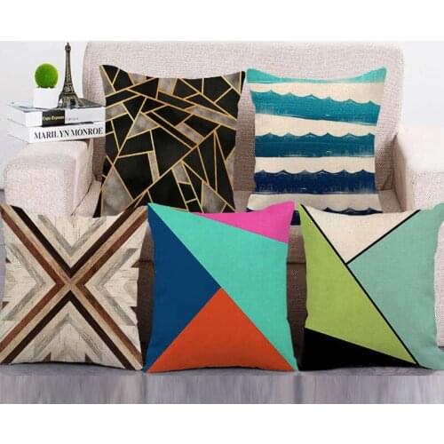 Colorful geometric pattern cushion cover linen hug pillowcase home sofa decoration set pillowcase cushion cover throw pillows