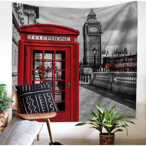 London Street view Telephone booth/Bus Tapestry Cover Beach Towel Throw Blanket Picnic Yoga Mat Home Decoration Textiles