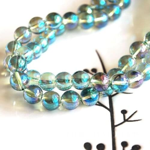 Natural green aqua aura crystal quartz 6-12mm round loose beads jewelry making DIY for women